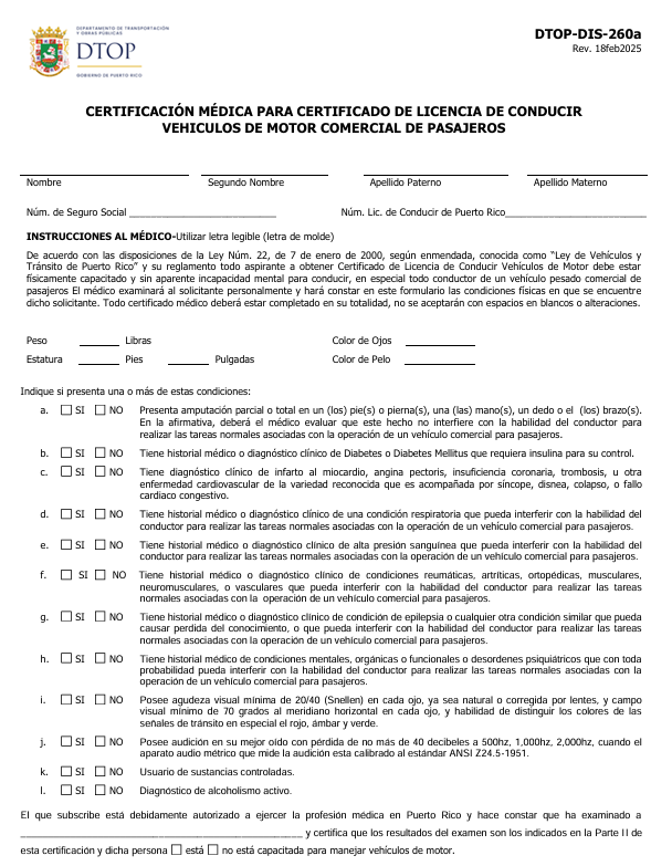 Certificación Médica Comercial
